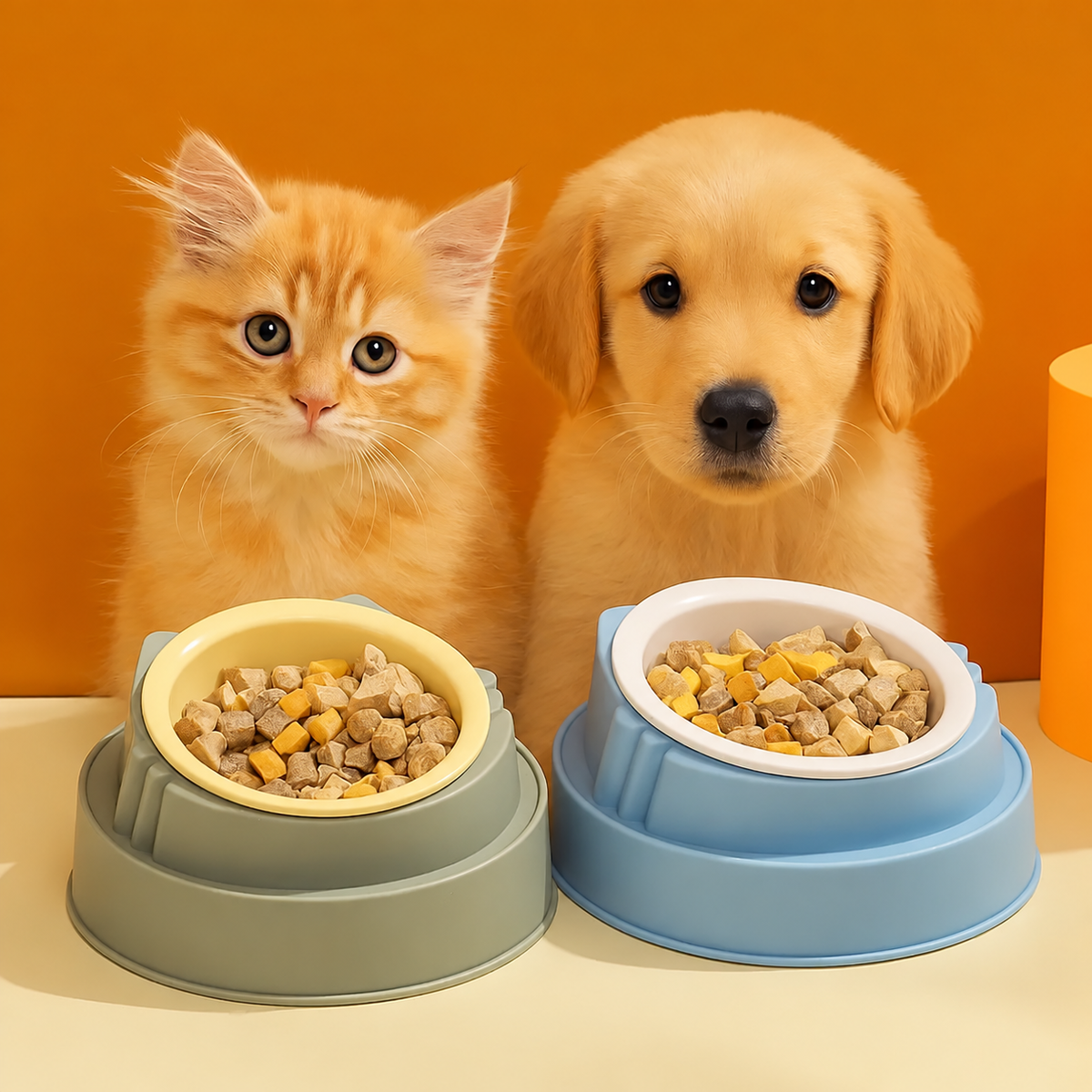 Tekli Lüks Plastik Kulaklı Kedi ve Köpek Mama Su Kabı