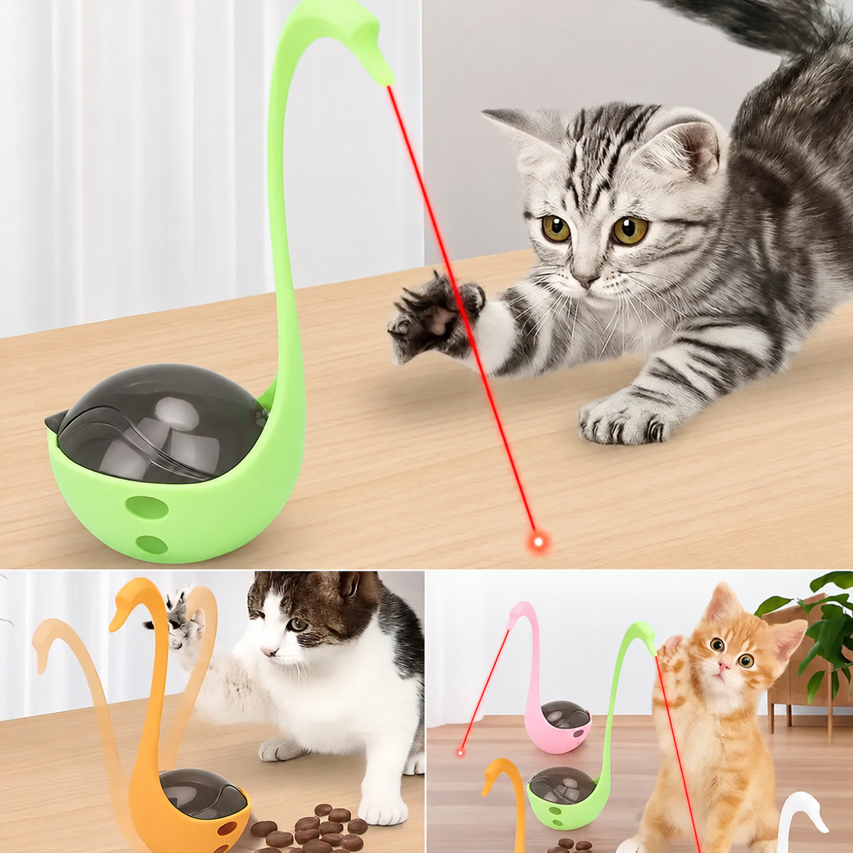 Lazerli Mama Hazneli Kuğu Kedi Oyuncağı (Kutulu)