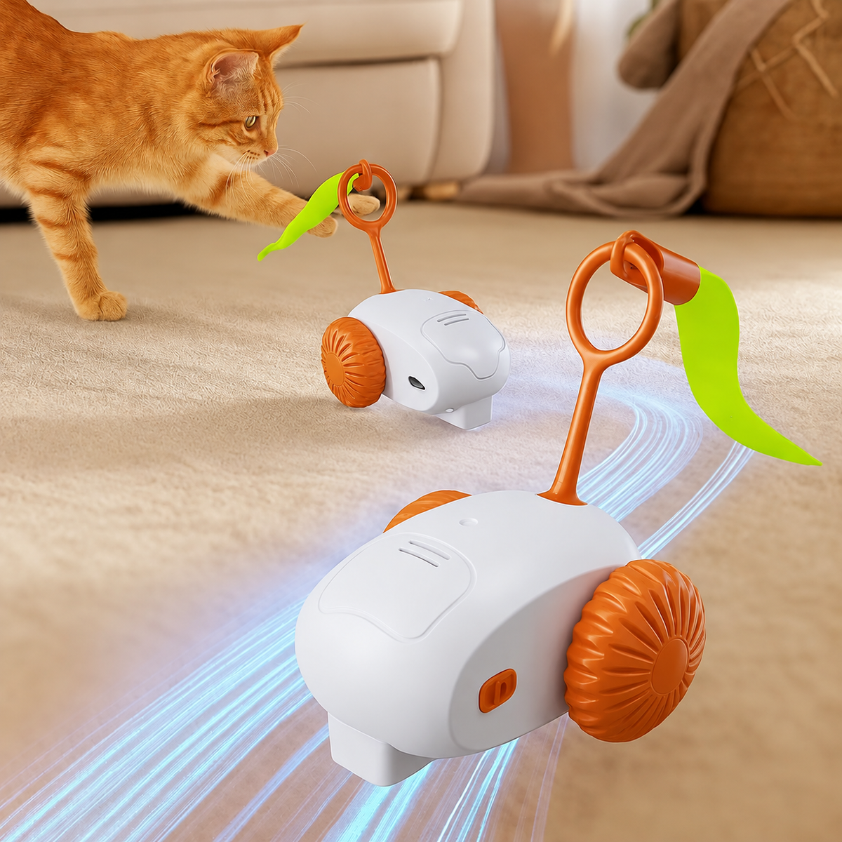 Şarjlı Akıllı Otomatik Hareket Eden Araba İnteraktif Kedi Oyuncağı 8 Cm (Kutulu)
