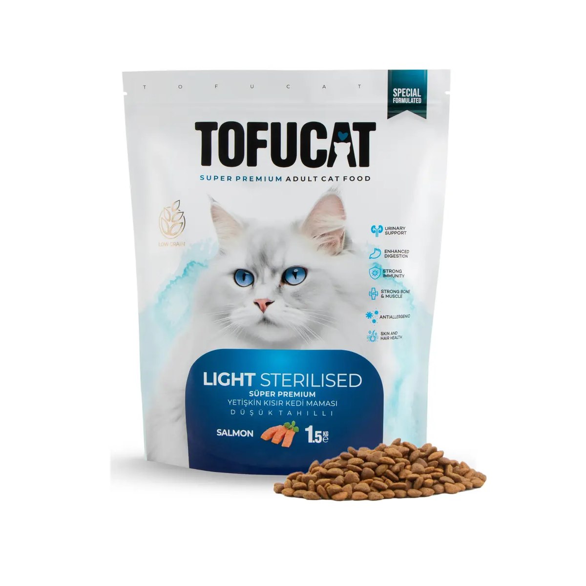 Tofucat Super Premium Sterilised Somonlu Kısır Kedi maması 1,5 kg paket görseli