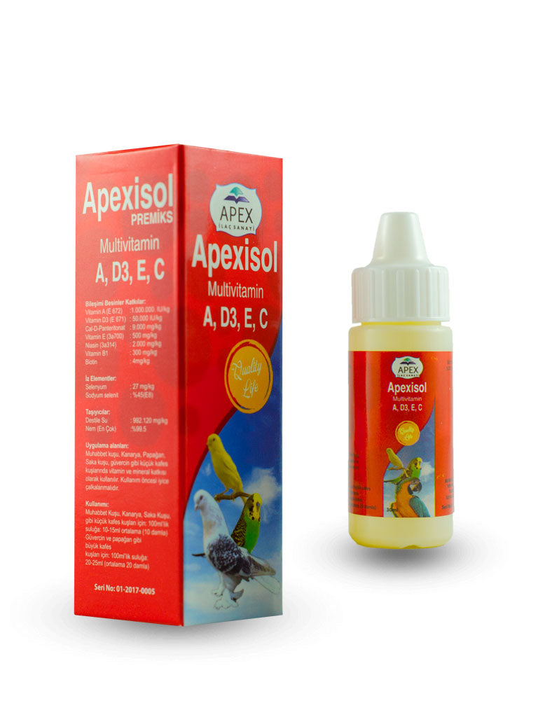 Apexisol Kuş ve Papağanlar için 12’li Multivitamin Apex paket görseli