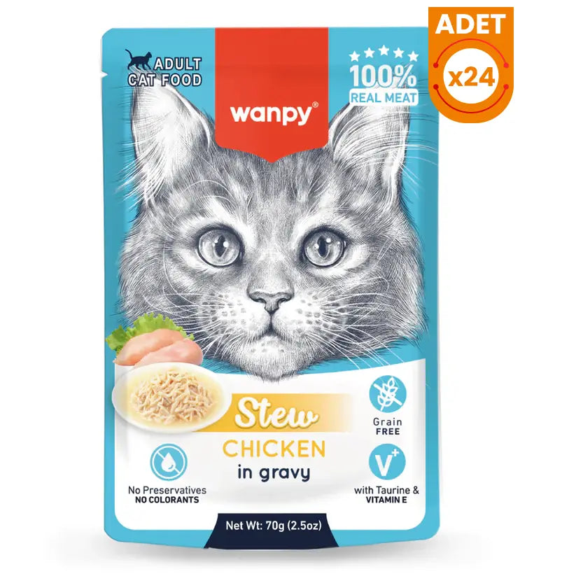 Wanpy Stew Sos İçinde Tavuklu Yetişkin Konserve Kedi Maması 24 Adet / 70 g paket görseli