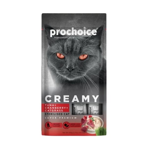 Prochoice Creamy Ton Balık Turna Yemişli ve Kedi Çimli Sıvı Kedi Ödül Maması 1 Adet / 4x15 g paket görseli