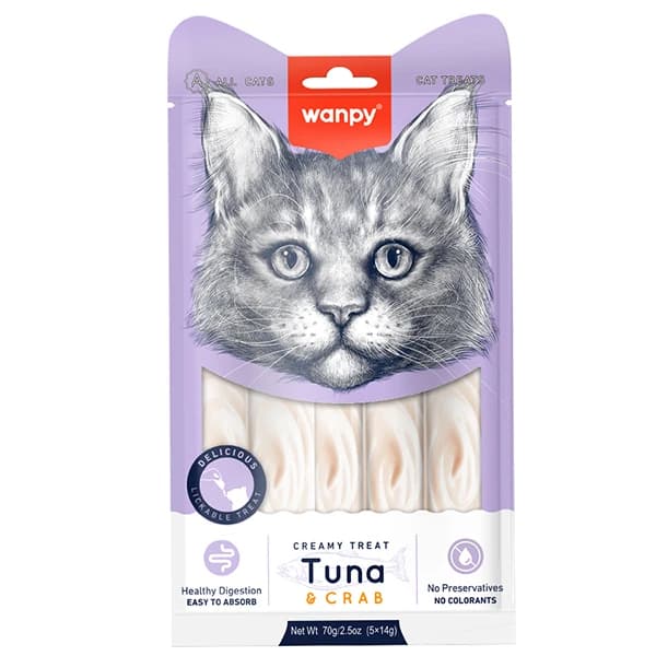 Wanpy Krema Ton Balık ve Yengeçli Kedi Ödül Maması 5x14 g / 1 Adet paket görseli