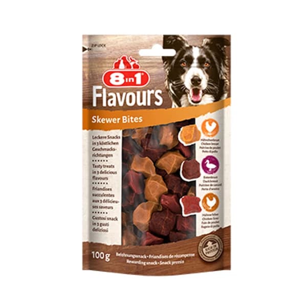 8in1 Flavours Skewer Bites Kuşbaşı Dilimli Çiğneme Köpek Ödül Maması paket görseli
