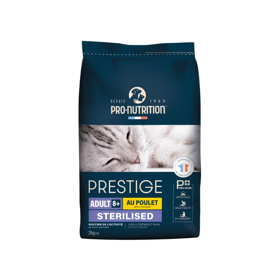 Pro Nutrition Prestige 8+ Kısırlaştırılmış Tavuklu Yetişkin Kedi Maması 2 kg paket görseli