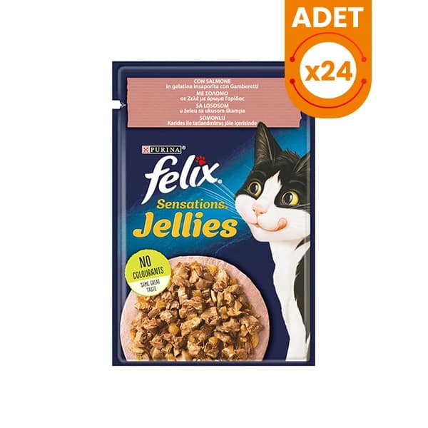 Felix Sensations Taze Jöle İçerisinde Karides ve Somonlu Yetişkin Yaş Kedi Maması 85 g / 24 Adet paket görseli