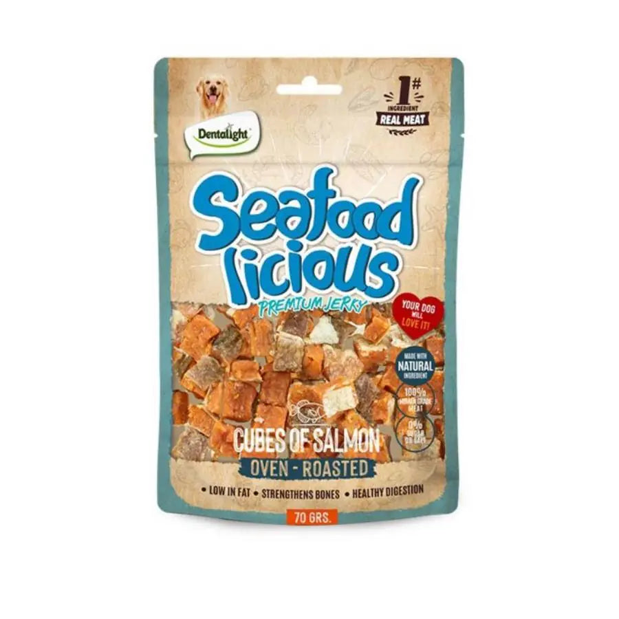 Dentalight Seafood Cube Somon Balıklı Köpek Ödül Küpleri 70 g paket görseli