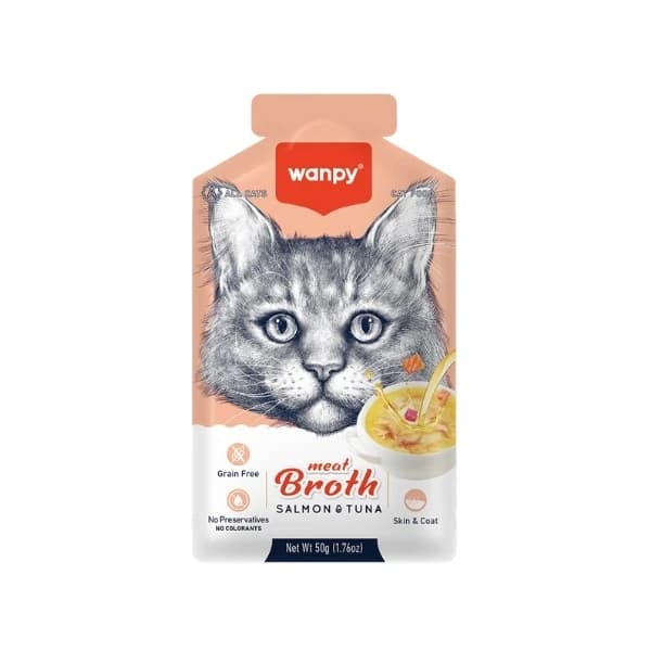 Wanpy Somonlu ve Ton Balıklı Tahılsız Kedi Çorbası 50 g / 1 Adet paket görseli