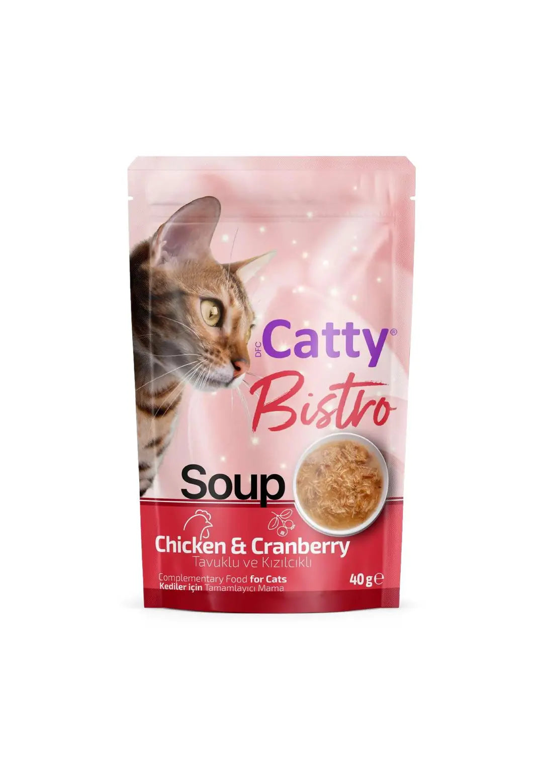 Catty Bistro Tavuklu ve Kızılcıklı Kedi Çorbası 40 g paket görseli