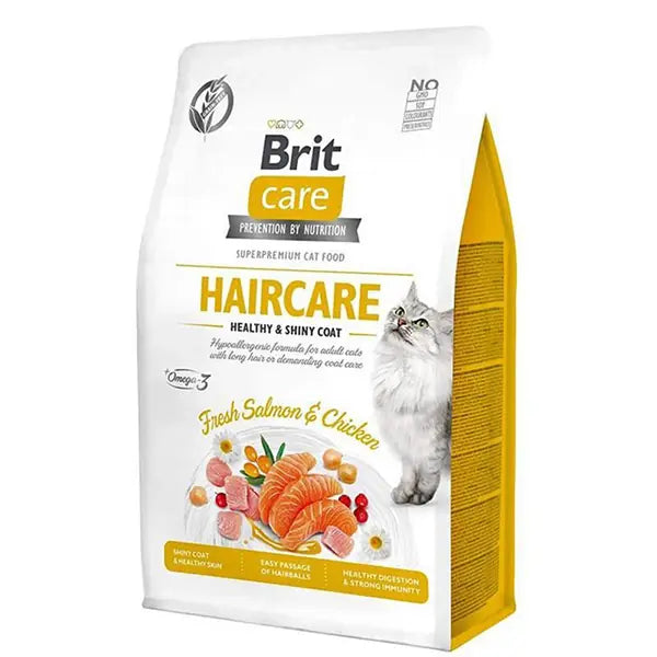Brit Care Hipoalerjenik Haircare Tavuk ve Somonlu Tahılsız Kedi Maması 2 kg paket görseli