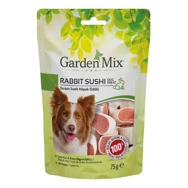 Garden Mix Tavşan Sushi Düşük Yağlı Şekersiz Köpek Ödül Maması 1 Adet / 75 g paket görseli