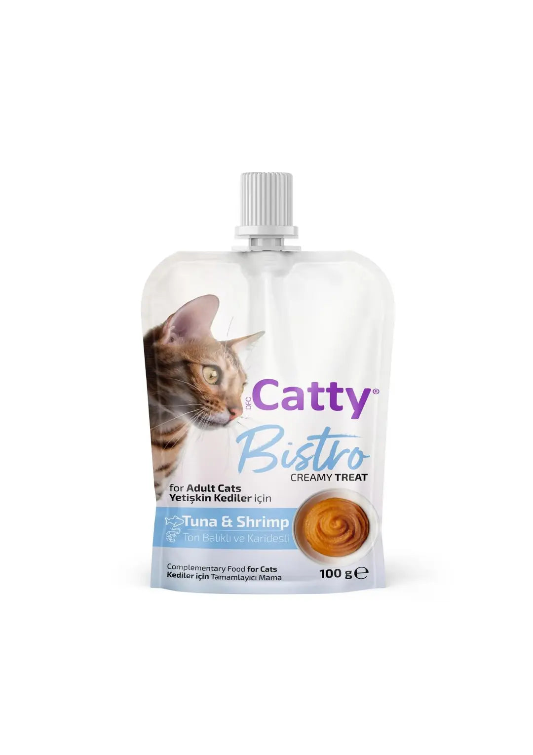 Catty Bistro Ton Balıklı ve Karidesli Yetişkin Kedi Krema Ödülü 100 g paket görseli