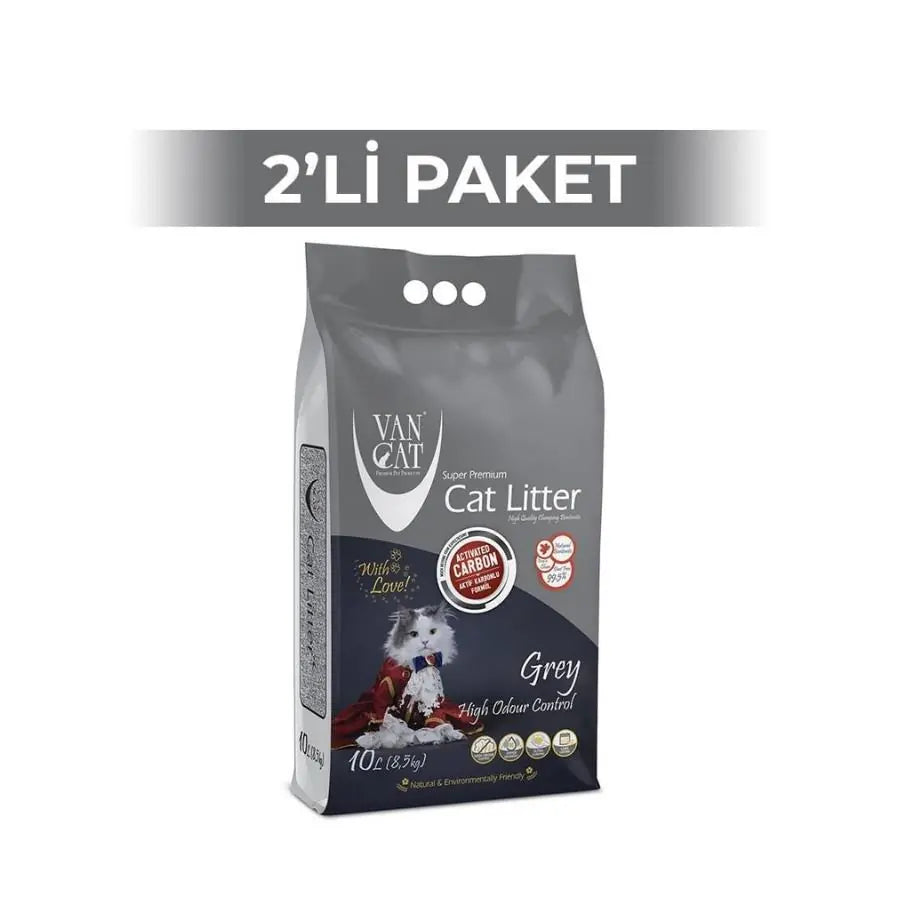 Van Cat Aktif Karbonlu İnce Taneli Topaklanan Bentonit Kedi Kumu 2 X 10 L paket görseli