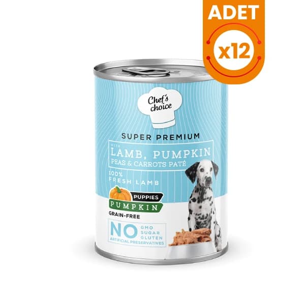 Chefs Choice Kıyılmış Kuzu Etli ve Balkabaklı Yavru Köpek Konservesi 12 Adet / 400 g paket görseli
