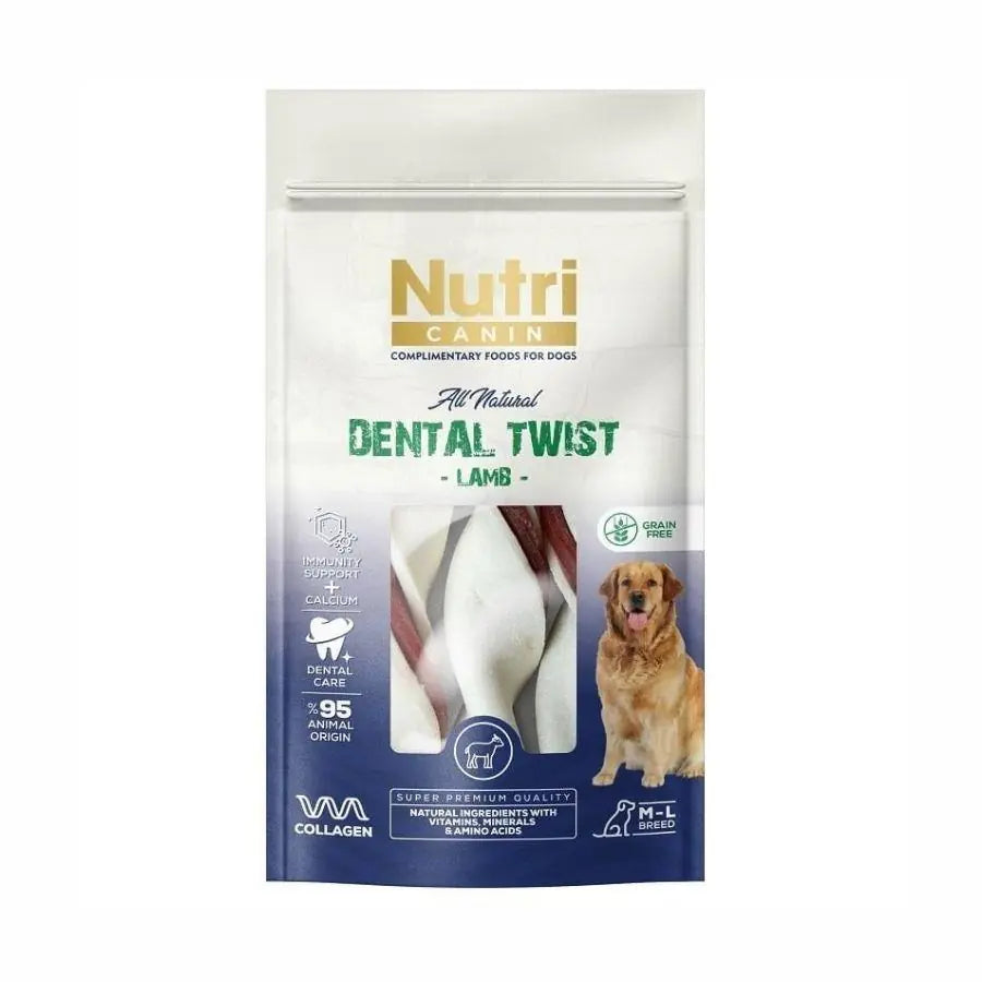 Nutri Canin Dental Twist Kuzu Etli Diş Sağlığı Köpek Ödülü 120 g paket görseli