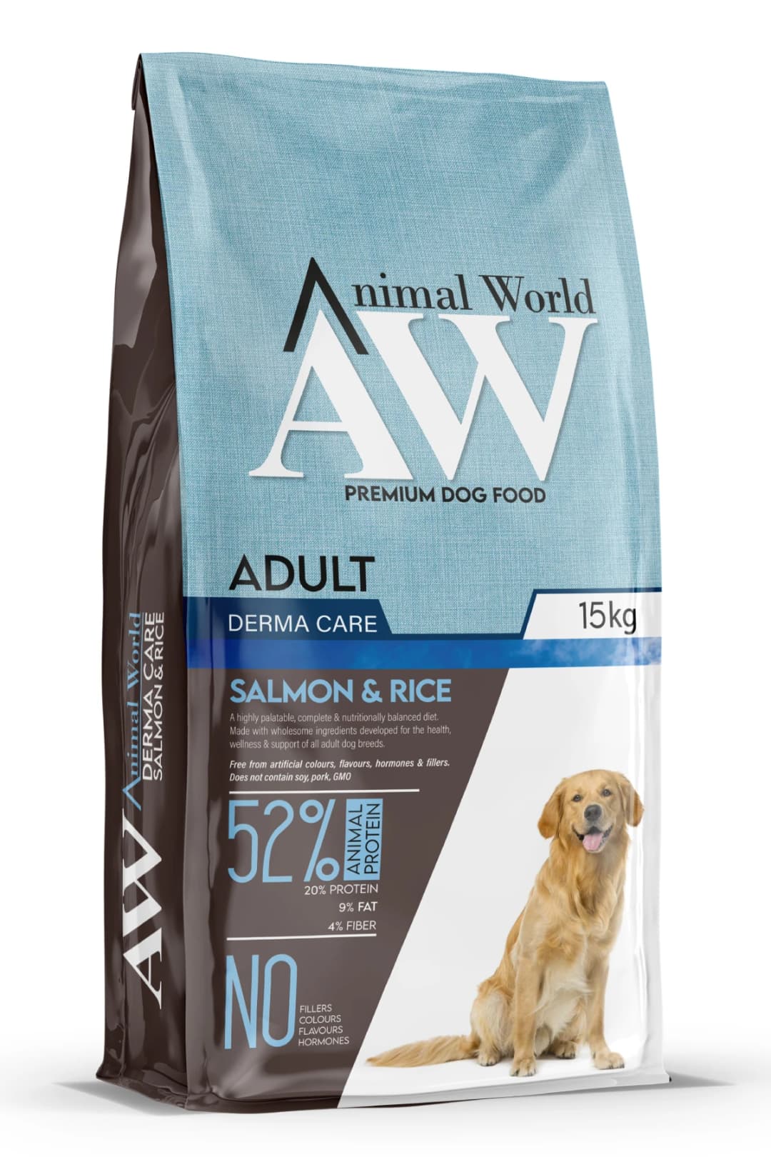 Animal World Derma Care Somonlu ve Pirinçli Yetişkin Köpek Maması 15 kg paket görseli