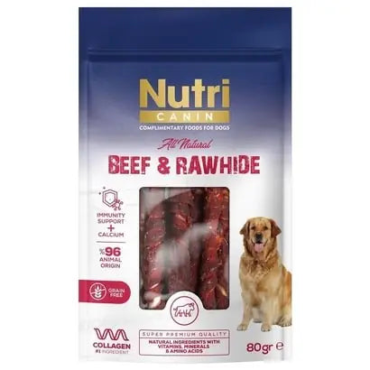 Nutri Canin Sığır Etli Sargılı Kemik Köpek Ödülü Small 80 g paket görseli