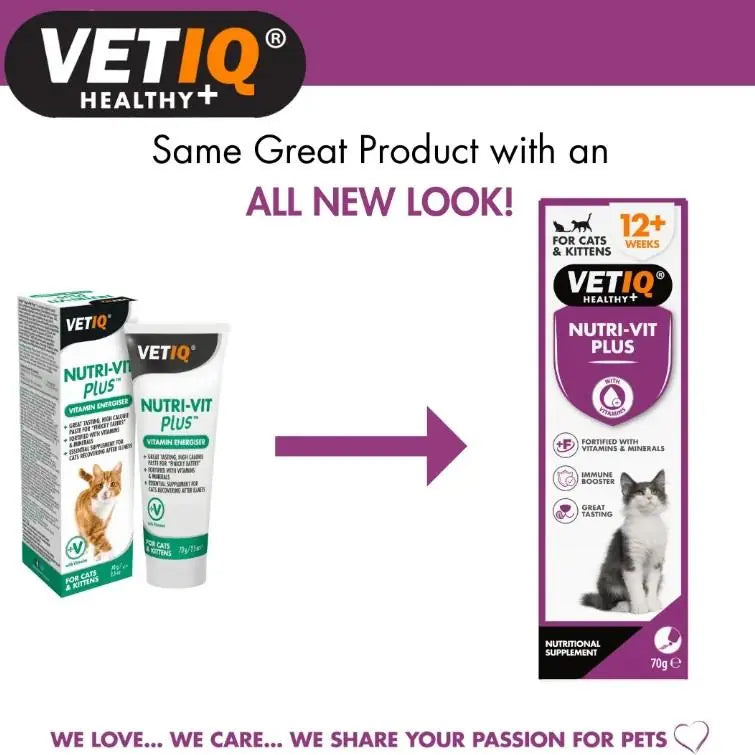 Vet IQ Nutri-vit Plus for Cats ve Kittens Kediler İçin Vitamin ve Mineral Takviyesi 70 g paket görseli
