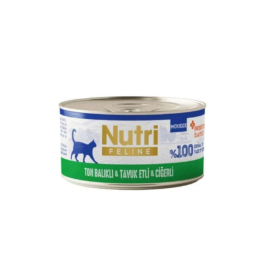 Nutri Feline Mousse Ton Balıklı Tavuk Etli ve Ciğerli Tahılsız Yetişkin Kedi Konservesi 70 g paket görseli