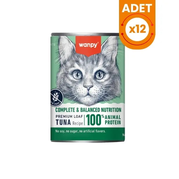 Wanpy Ton Balıklı Tahılsız Yetişkin Konserve Kedi Maması 375 g / 12 Adet paket görseli
