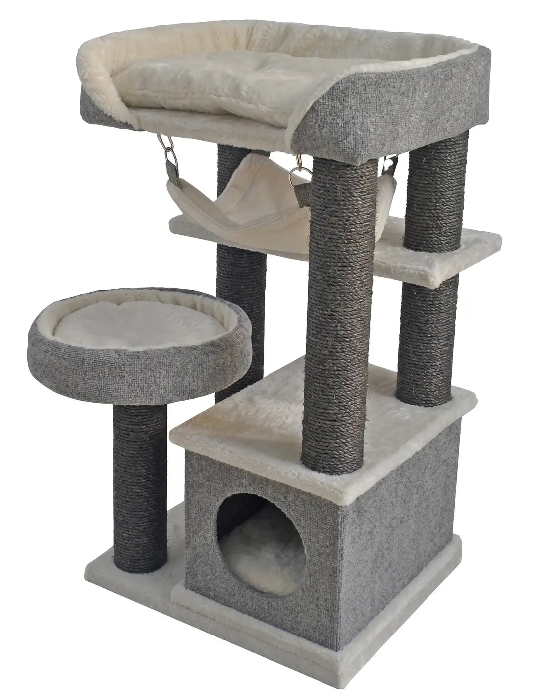 Tommy Çok Katlı Lüks Gri Kedi Tırmalama Evi 48x40x90 paket görseli