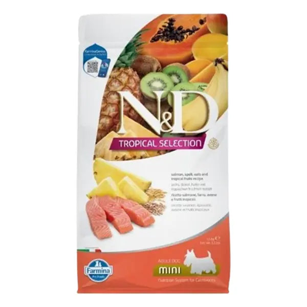 N ve D Tropical Selection Somonlu ve Tropical Meyveli Mini Irk Yetişkin Köpek Maması 1,5 kg paket görseli
