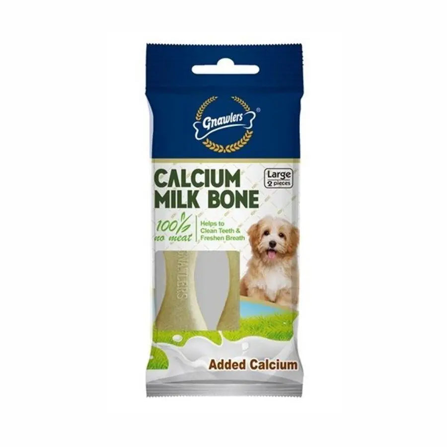 Gnawlers Kalsiyumlu Sütlü Köpek Ödül Kemiği L 10 cm 2'li 110 g paket görseli