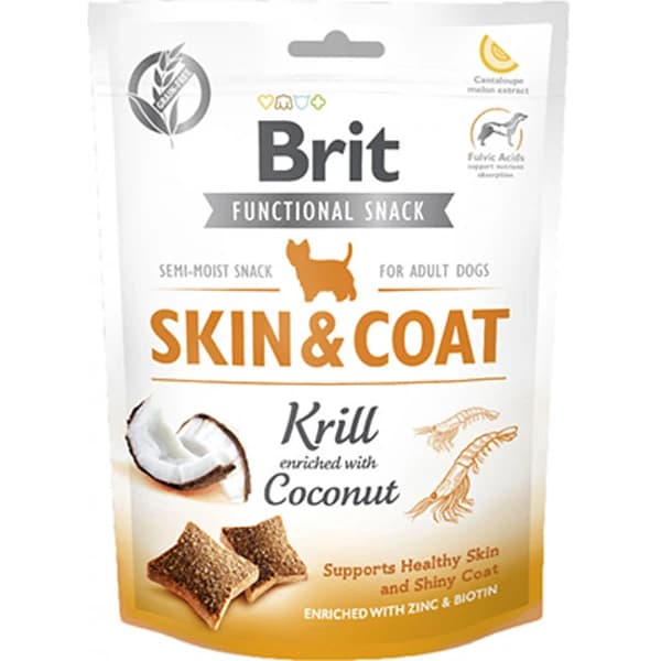 Brit Care Snack Skin Coat Deri ve Tüy Bakımı İçin Köpek Ödül Maması 150 g paket görseli