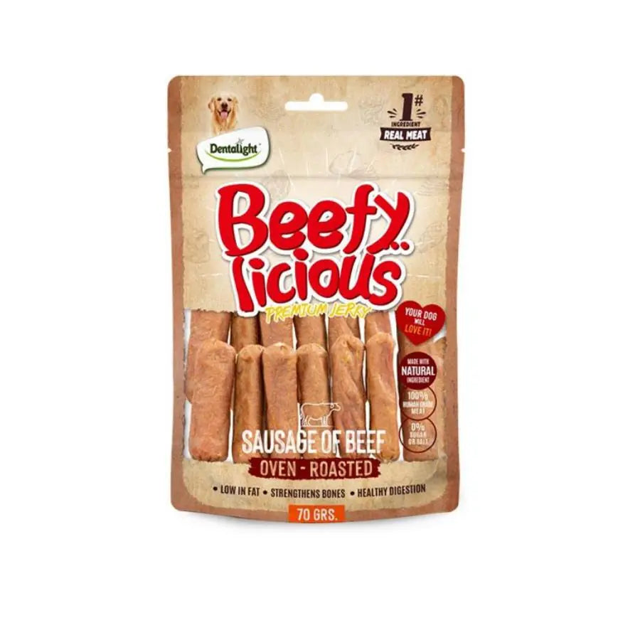 Dentalight Beefy Sausage Sığır Etli Köpek Ödül Sucuğu 70 g paket görseli