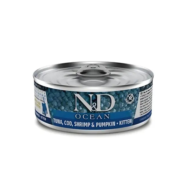 N ve D Ocean Balkabaklı Balıklı ve Karidesli Tahılsız Yavru Konserve Kedi Maması 70 g 1 Adet paket görseli