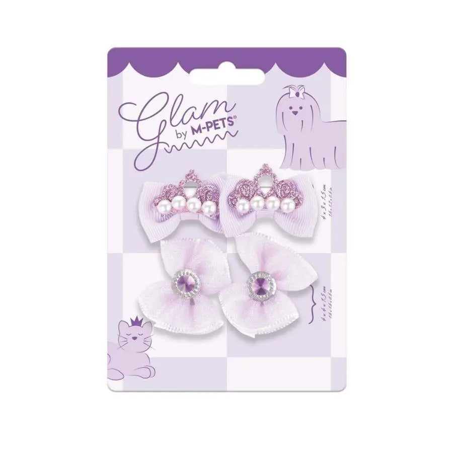 M-Pets Glam Fiyonklu Kedi ve Köpekler İçin Aksesuar Toka Mor paket görseli