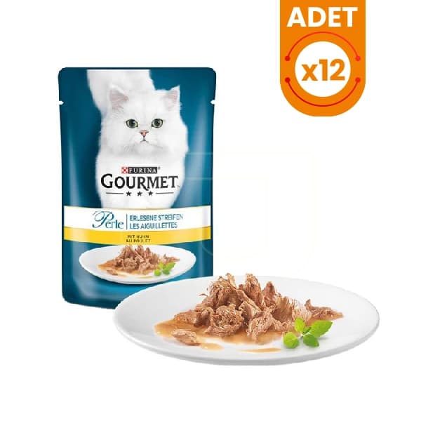 Gourmet Perle Izgara Tavuklu Pouch Yetişkin Konserve Kedi Maması 12 Adet paket görseli