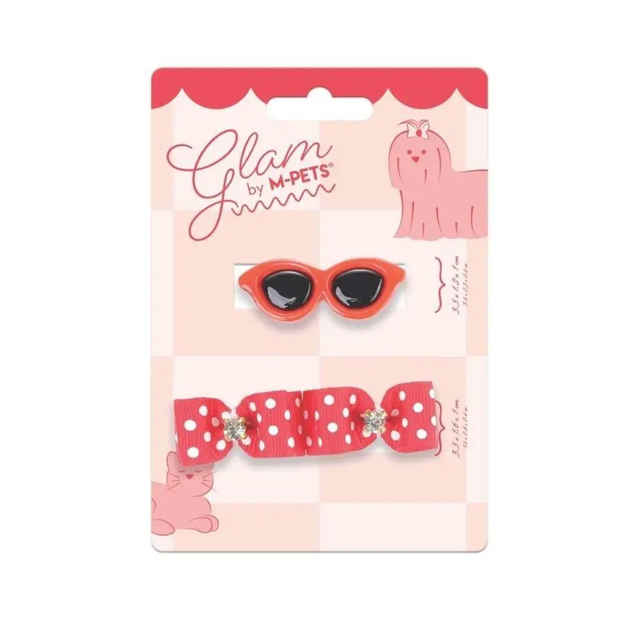 M-Pets Glam Gözlük ve Fiyonklu Kedi ve Köpekler İçin Aksesuar Toka Kırmızı paket görseli
