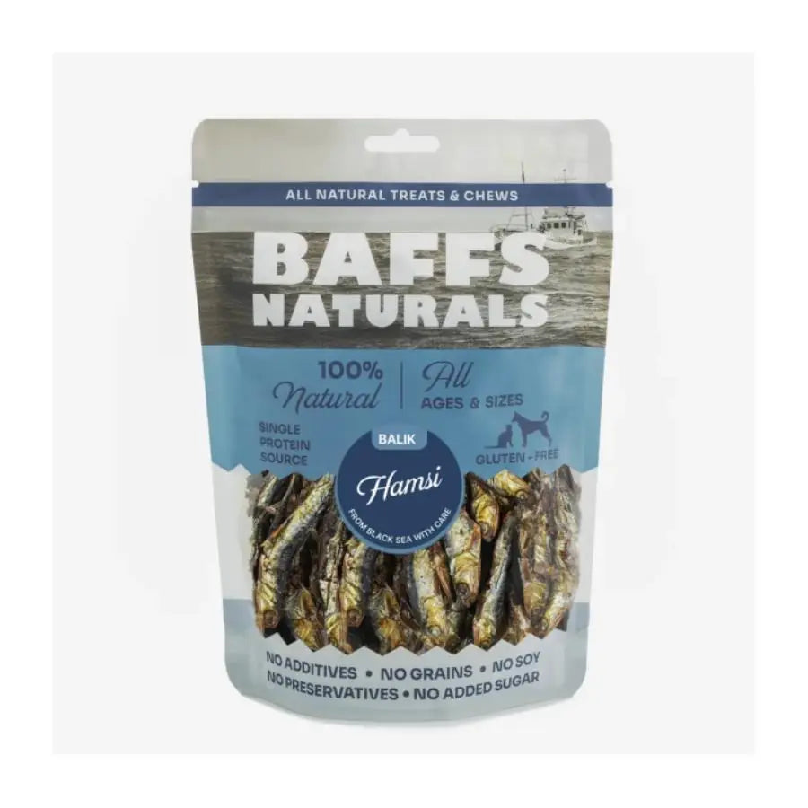 Baffs Hamsi Balık %100 Doğal Çiğnemelik Köpek Ödül Maması paket görseli