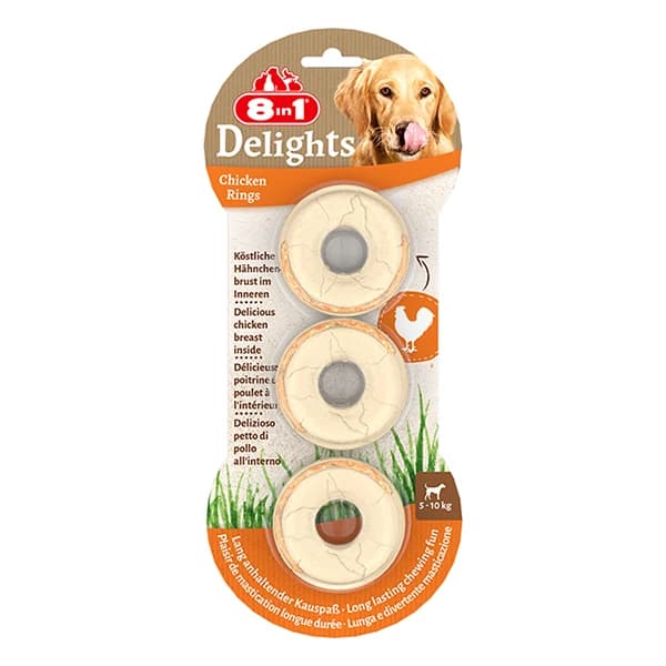 8 In 1 Delights Rings Tavuklu Köpek Çiğneme Halkası paket görseli