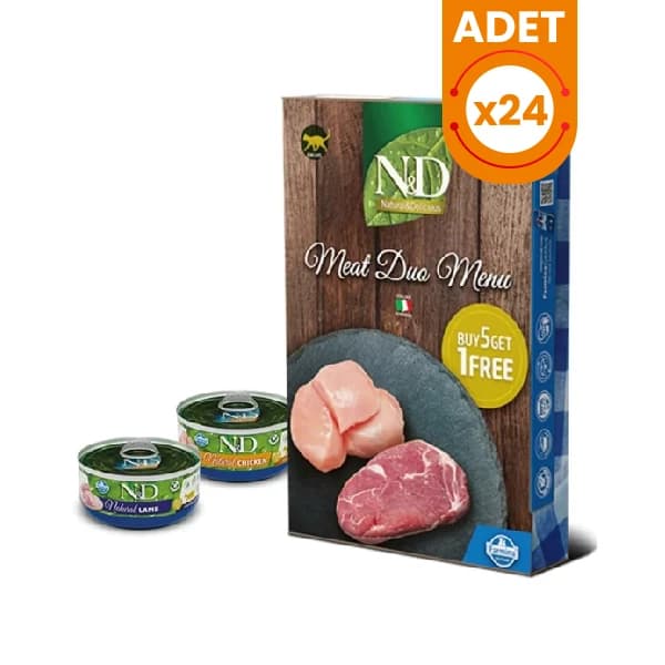 N ve D Meat Duo Menu Tavuklu ve Kuzu Etli Yetişkin Kedi Konservesi 6x70 g / 24 Adet paket görseli