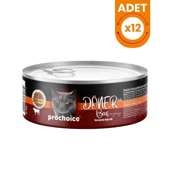 Prochoice Döner Bites Sos İçinde Sığır Etli Yetişkin Konserve Kedi Maması 12 Adet / 70 g paket görseli