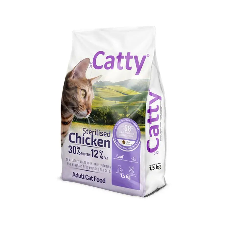 Catty Tavuklu Kısırlaştırılmış Yetişkin Kedi Maması 1,5 kg paket görseli