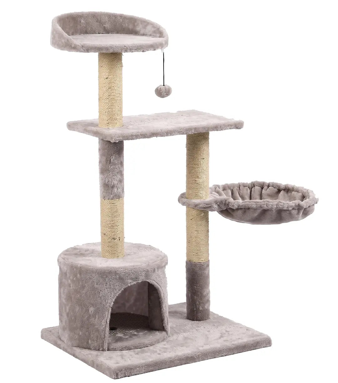 Tommy Çok Katlı Lüks Gri Kedi Tırmalama Evi 46x46x116 paket görseli