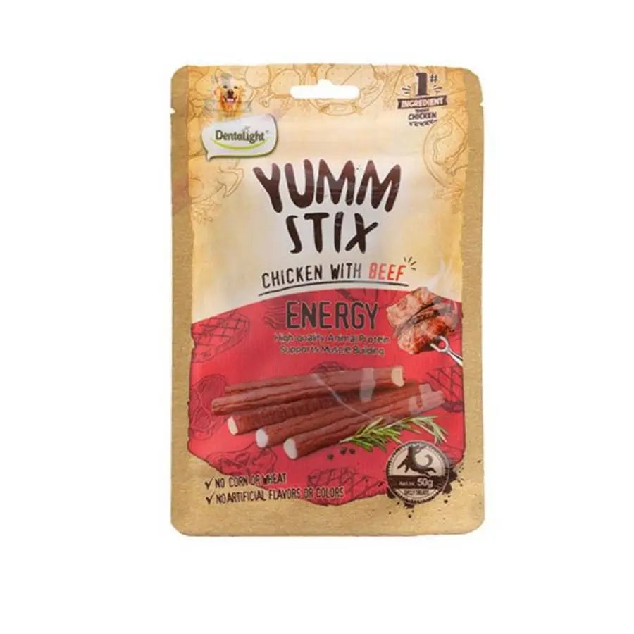 Dentalight Yumm Stick Energy Tavuklu ve Sığır Etli Köpek Ödül Çubuğu 50 g paket görseli