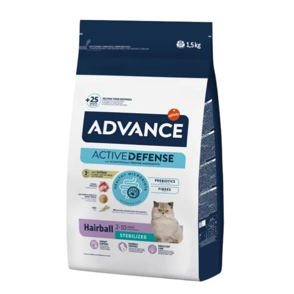 Advance Hairball Tüy Yumağı Önleyen Hindili Kısır Kedi Maması 1,5 kg paket görseli
