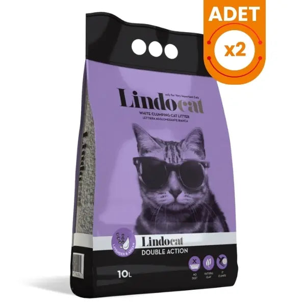 Lindocat Double Action Argan Yağı ve Lavanta Kokulu Topaklanan Kedi Kumu 2 Adet / 10 L paket görseli