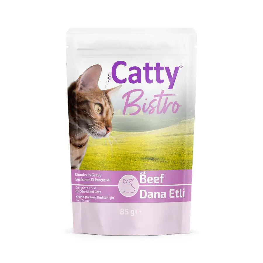 Catty Bistro Sos İçinde Dana Etli Kısırlşatırılmış Yetişkin Kedi Konservesi 85 g paket görseli