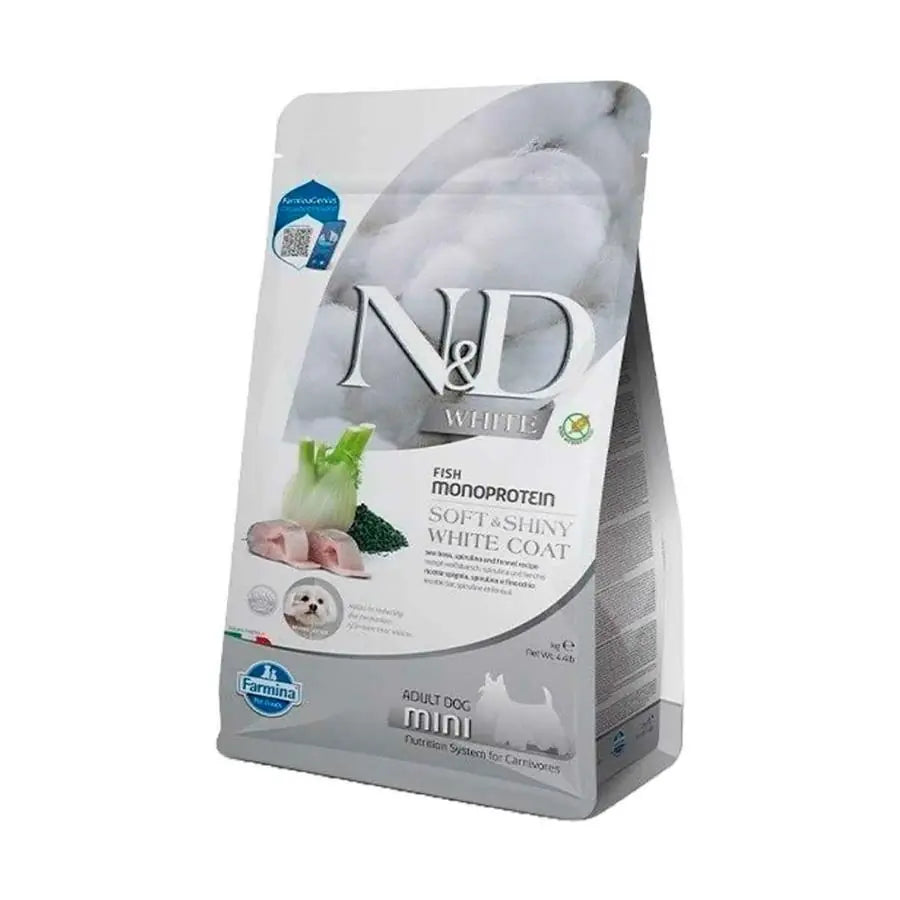 N ve D White Levrek Rezene ve Spirulina Küçük Irk Beyaz Köpek Maması 5 kg paket görseli