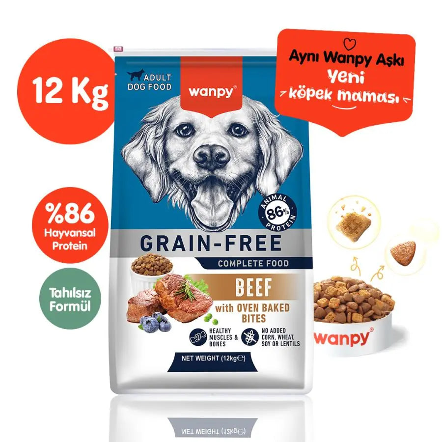 Wanpy Sığır Etli Tahılsız Yetişkin Köpek Maması 12 kg paket görseli