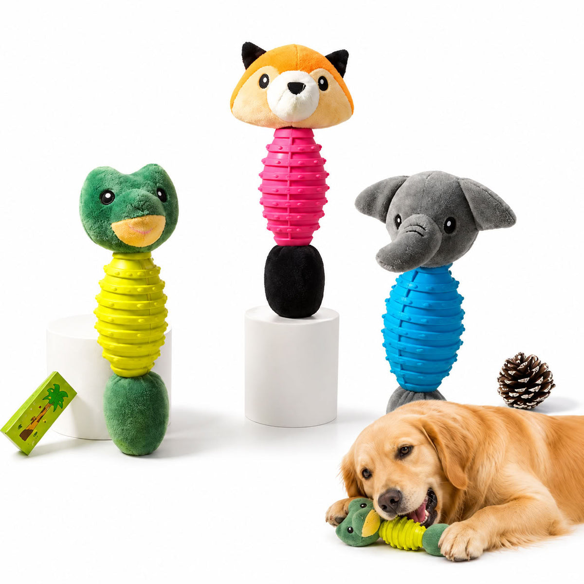 Kauçuk Köpel Isırma Oyuncağı 22 Cm Peluş Detaylı (Karton Askılı)