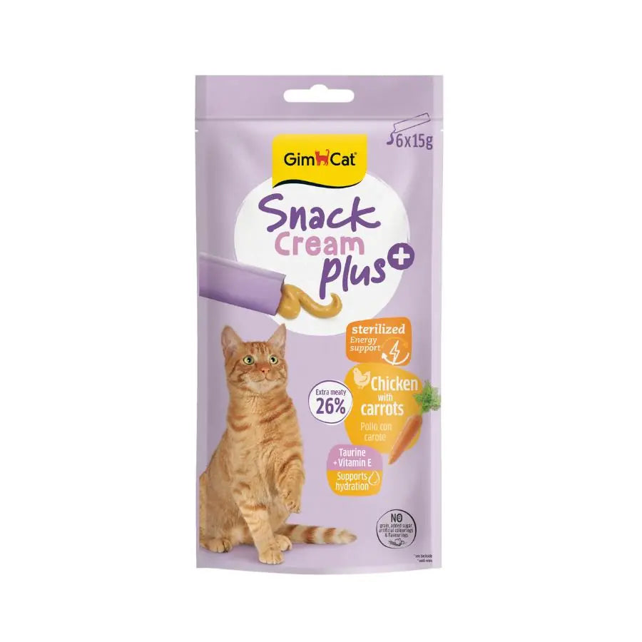 GimCat Snack Cream Sterilised Tavuklu & Havuçlu Kedi Ödülü 6x15Gr paket görseli