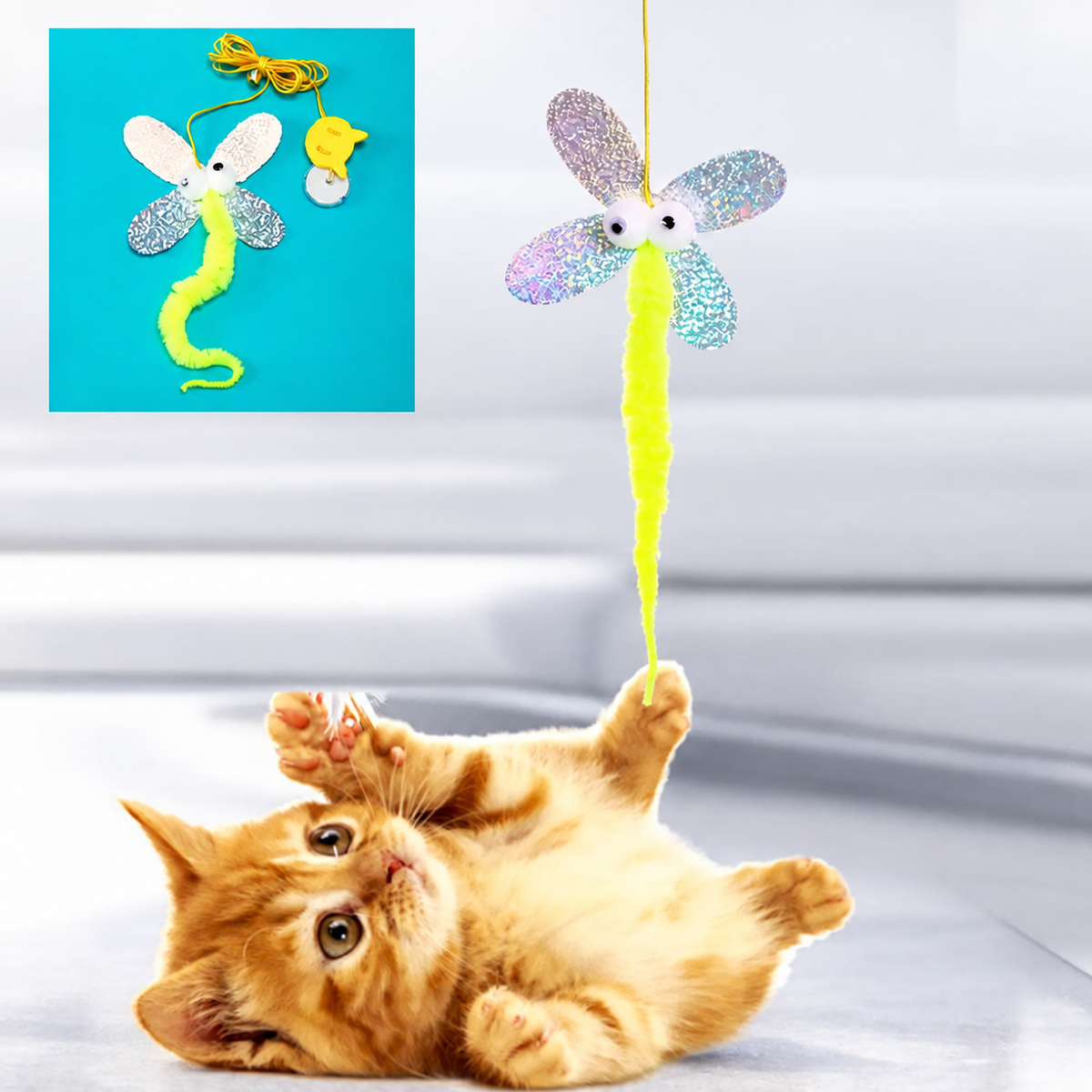 Kelebek Elastik Kendinden Yapışkanlı Kedi Oyuncağı
