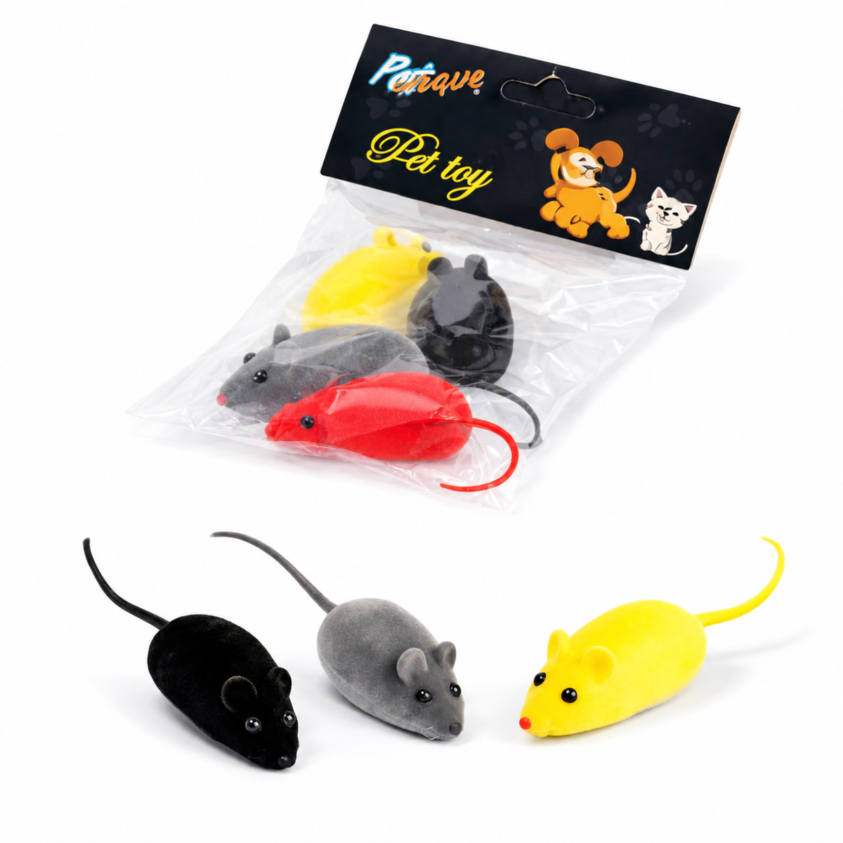 Dörtlü paket mini sesli fare kedi eğitim oyuncağı